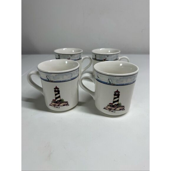 Set of 4 Totally Today Coastal Lighthouse Mugs 8oz. - Picture 2 of 5